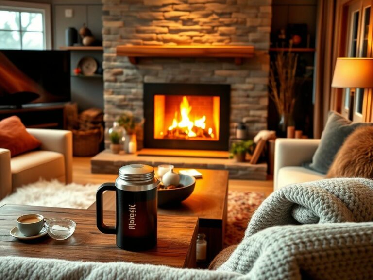 Heizen mit Holz: ein brennender Kaminofen in einem gemütlichen Wohnzimmer
